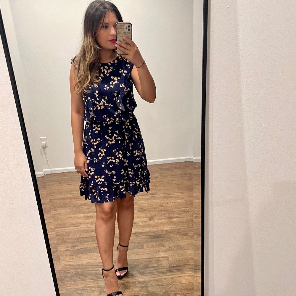 NWT Navy Blue Coral Dress by Popsugar